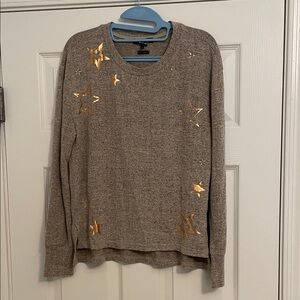 Miss Me Taupe Top with Gold Star Details